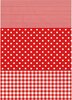 Decopatch papier rood strepen, stippen en blokjes
