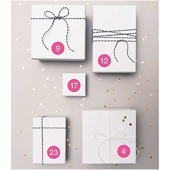 Paper Poetry Adventskalender stickers Donker roze 24st.