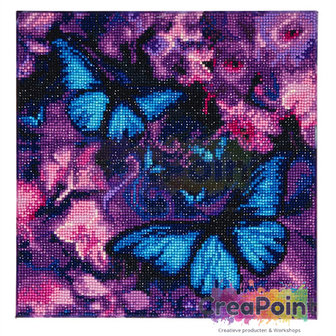 Crystal Art kit Blue Violet Butterflies 30 x 30 cm