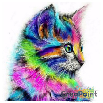 Full 5D Diamond Painting Kat in kleuren 30 x 30 cm