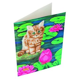 Giant Crystal Art Card Kit diamond painting Cat at the Lily&#039;s Pond 29 x 21 cm