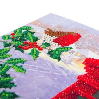 Christmas Crystal Card kit diamond painting Robin &amp; Postbox 18 x 18 cm