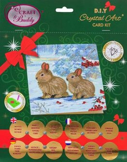 Christmas Crystal Card kit diamond painting Winter Bunnies 18 x 18 cm
