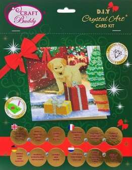 Christmas Crystal Card kit diamond painting Labrador Pup 18 x 18 cm