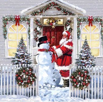Christmas Crystal Card kit diamond painting Santa &amp; Snowman 18 x 18 cm