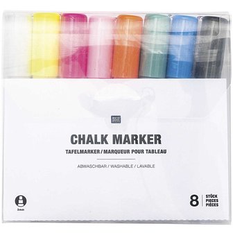 Chalkmarker krijtstiftenset 8 stuks basic