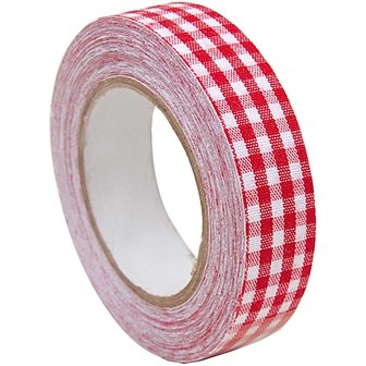 Oneffenheden toenemen willekeurig RICO DESIGN PATCHWORK FAMILY ZELFKLEVENDE STOF TAPE ROOD/WIT GEBLOKT 15mm X  2,5m - CreaPoint