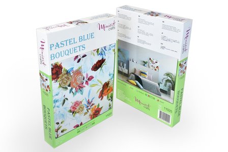 Miniart Crafts Pastel Blue Bouquets 40 x 40 cm borduren met kralen