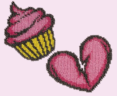 Miniart Crafts - Cupcake Heart - borduren met kralen