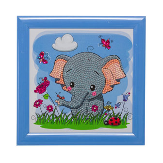 Crystal Art kit Kinder Frame Elephant &amp; Friends Partial 16 x 16 cm.