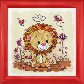 Crystal Art kit Kinder Frame Lion Meadow Partial 16 x 16 cm.