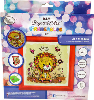 Crystal Art kit Kinder Frame Lion Meadow Partial 16 x 16 cm.
