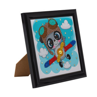 Crystal Art kit Kinder Frame Flying Panda Partial 16 x 16 cm.