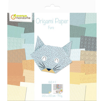 Origami papier Furs, 60 vel 70g 20 x 20 cm - met motief 