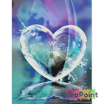 Full 5D Diamond Painting Hart Water Vlinder 50 x 40 cm