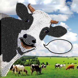 Crystal Card kit diamond painting Funny Cow Koe 18x18 