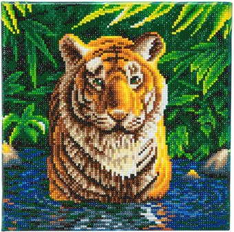 Crystal Art kit Tiger Pool (full) 30 x 30 cm