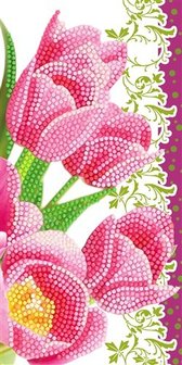 Crystal Card kit diamond painting Pink Tulips 11 x 22 cm