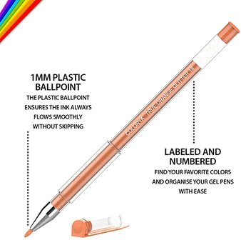 Colorya Etui met 36 gelpennen glitter metallic pennenset
