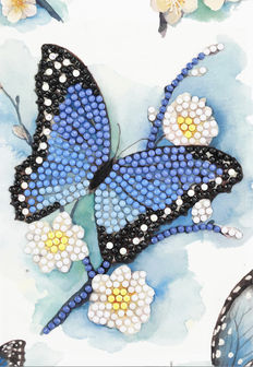 Crystal Card kit diamond painting Blue Butterfly 10 x 15 cm (partial)