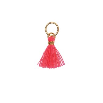 Kwastje voor sieraden of decoratie 11mm Neon Pink met goudkleurig oog