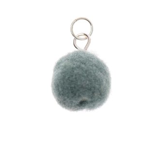 Pompon voor sieraden of decoratie 12mm Zilverturquoise met zilverkleurig oog