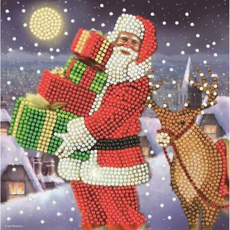 Christmas Crystal Card kit diamond painting Santa&#039;s gifts Kerstman 18 x 18 cm