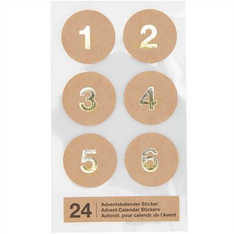 Paper Poetry Adventskalender stickers Kraft paper 24st.