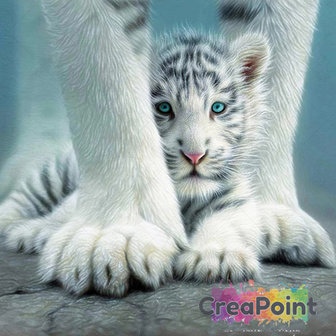 Full 5D Diamond Painting Snow Tiger Cub 40 x 40 cm
