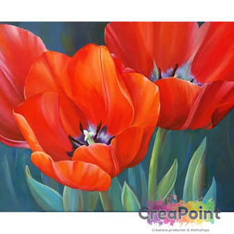 Full 5D Diamond Painting  Rode Tulpen bloemen 40 x 30 cm