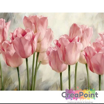 Full 5D Diamond Painting  Tulips pink 60 x 45 cm