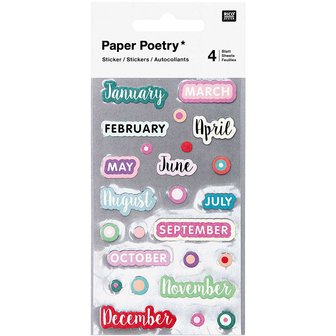 PAPER POETRY STICKERS &quot;MAANDEN KALENDER&quot;  100 st.