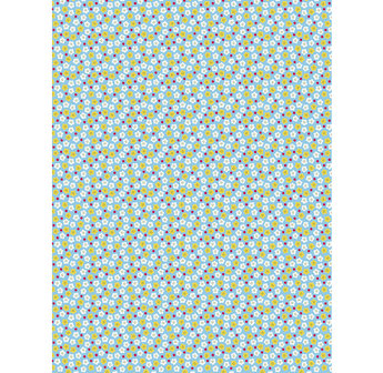 Decopatch papier blauw vrolijk bloemenmotief