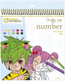 Graffy Pop Kleurboek Manga kleuren op nummer spiraal gebonden