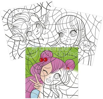 Graffy Pop Kleurboek Manga kleuren op nummer spiraal gebonden