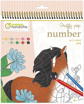 Graffy Pop Kleurboek Paarden kleuren op nummer spiraal gebonden