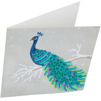 Crystal Card kit Pretty Peacock Pauw (partial) 18x18 cm