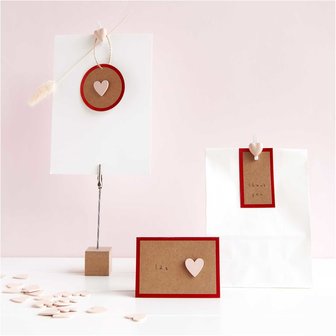 Ohhh! Lovely! houten sticker hart 48 stuks. poeder roze