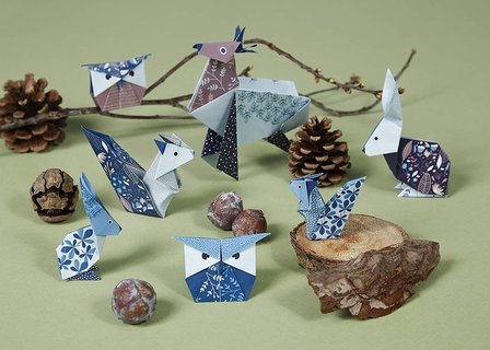 Origami papier Wouddieren , set met 3 maten 60 vel 70g - met motief