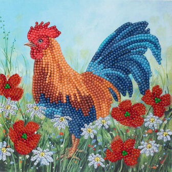 Crystal Card kit diamond painting Rooster in the Field 18 x 18 cm