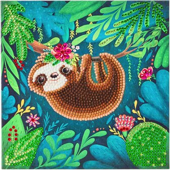 Crystal Card kit diamond painting Sloth Luiaard 18 x 18 cm