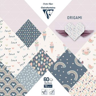 Origami papier Love, 60 vel 70g 15 x 15 cm - met motief