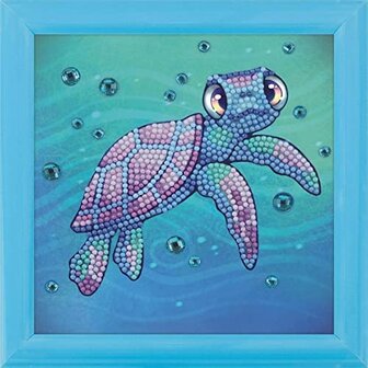 Crystal Art kit Kinder Frame Sea Turtle Partial 16 x 16 cm.