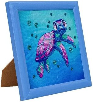 Crystal Art kit Kinder Frame Sea Turtle Partial 16 x 16 cm.