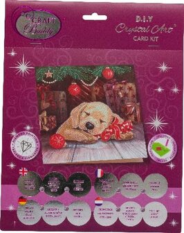 Crystal Card kit diamond painting Sleepy Puppy Christmas 18 x 18 cm