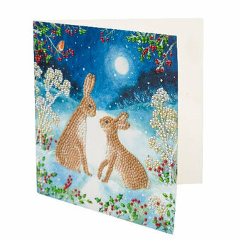 Christmas Crystal Card kit diamond painting Bunnies 18 x 18 cm