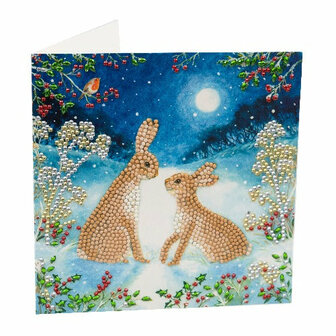 Christmas Crystal Card kit diamond painting Bunnies 18 x 18 cm