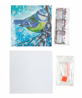 Christmas Crystal Card kit diamond painting Festive Bird 18 x 18 cm