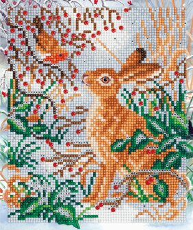 Crystal Art kit Rabbit &amp; Bird 21 x 25 cm partial