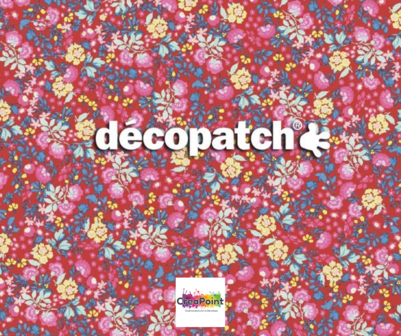 Decopatch papier romantische bloemenprint rood